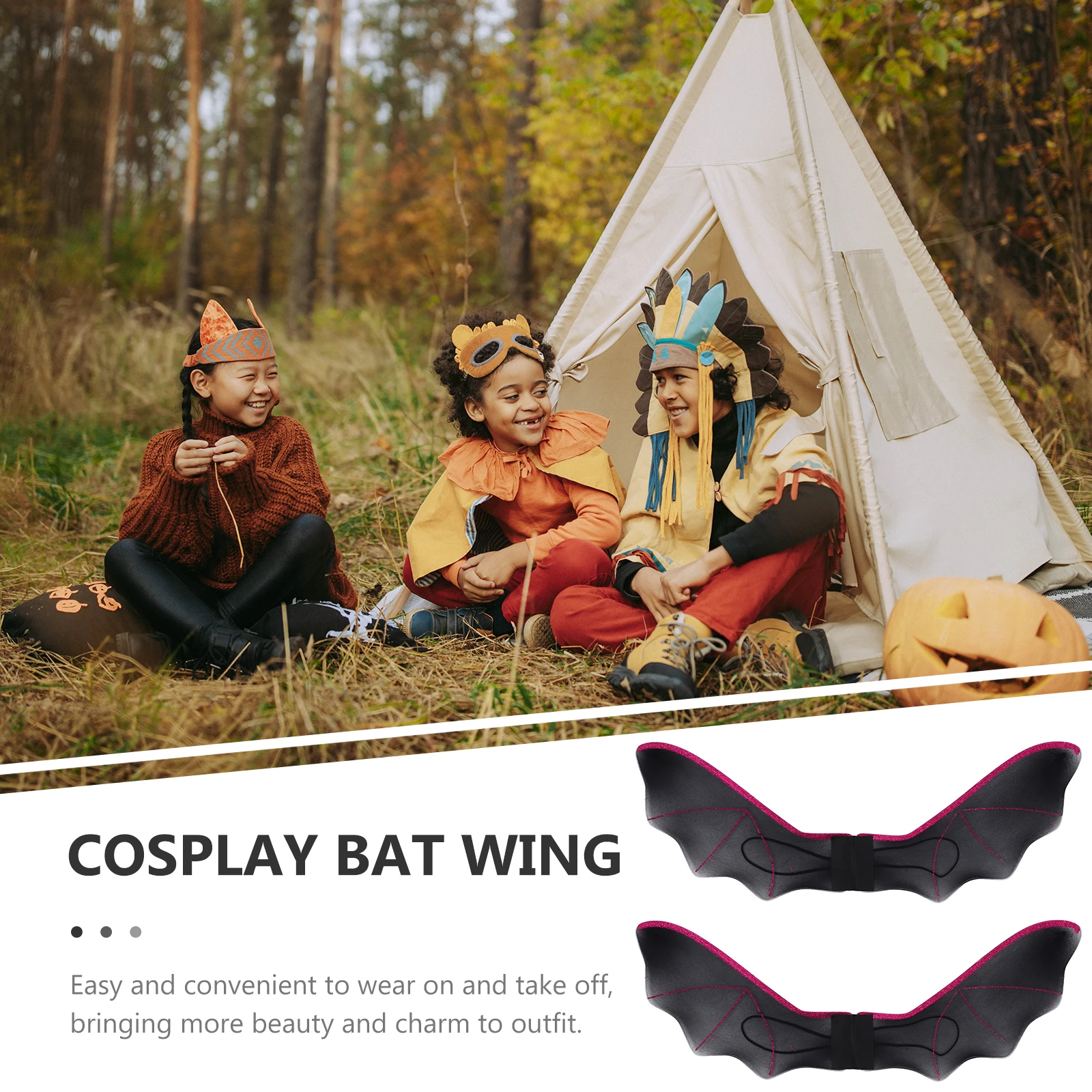 

2Pcs Bat Wings for Kids Halloween Costumes Polyester Photo Props Cosplay Accessories Girls Fancy Dress Party Decorations