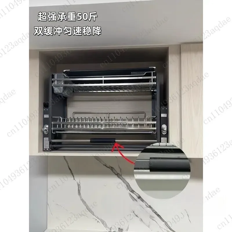 304 Stainless Steel Hanging Cabinet Lift Basket, Dishes Storage Drop Basket, Chopsticks, Bowl Rack, Kitchen Cabinet, Bowl