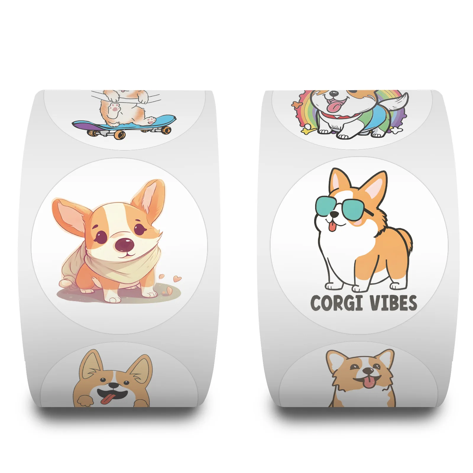 500PCS/Roll Cute Cartoon Dog Stickers for Kids Children's Packaging Animal Reward Sealing Label DIY Album Stationery Sticker