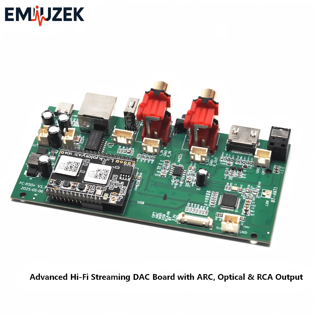 

EMiUZEK D30 – Advanced Hi-Fi Streaming DAC Board with ARC, Optical & RCA Output