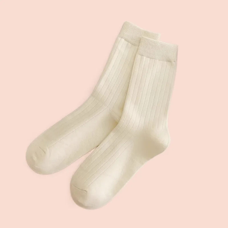 5/10 Pairs Spring and Autumn Solid Color Cotton Socks Men's Socks Mid-tube Deodorant Sweat-absorbent Vertical Stripe Men's Socks