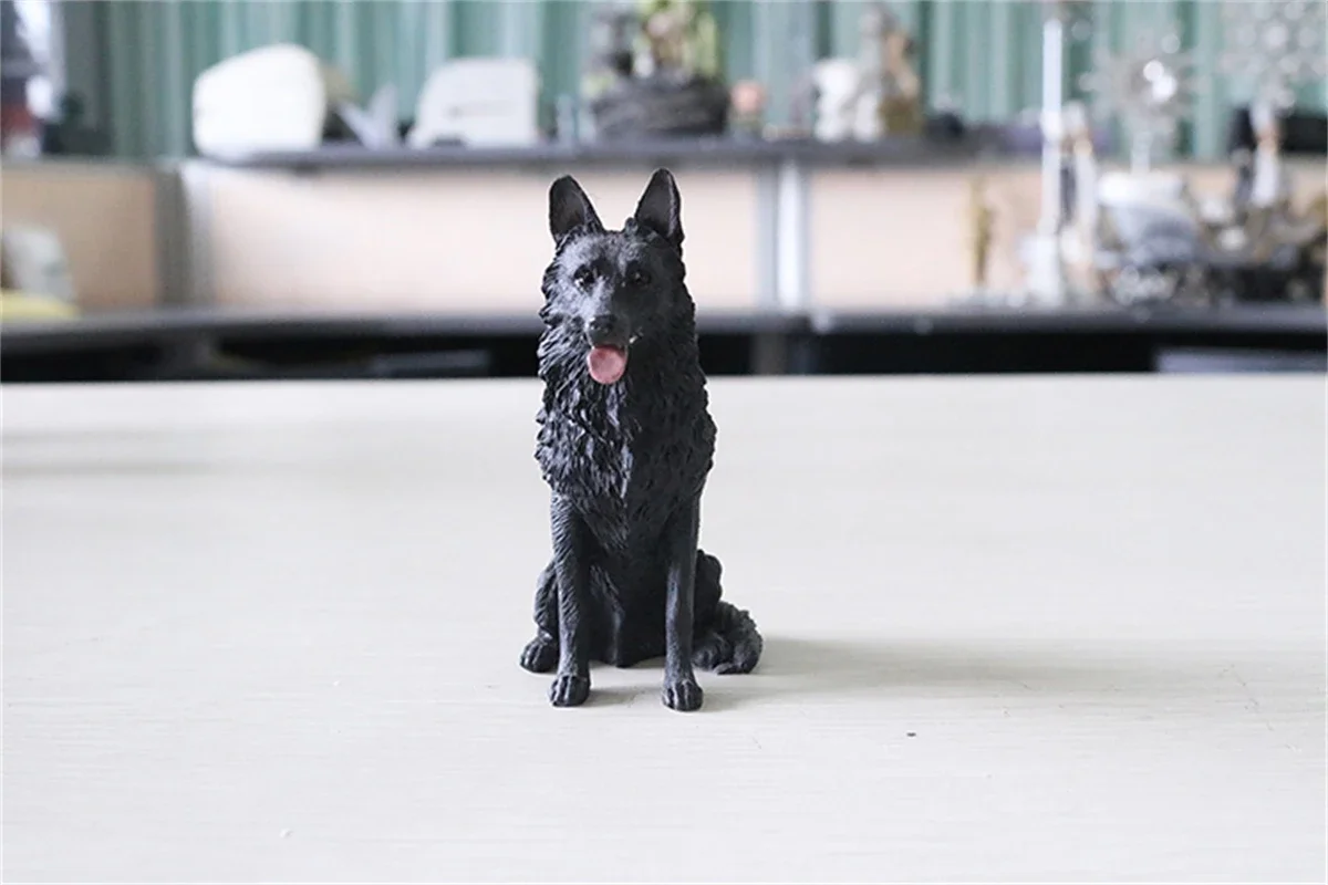 JJM Kleine Deutsch Schäferhund Pet Figur Tier Auto Dekoration Modell Spielzeug Geschenk Handwerk Souvenirs Decor Fahrzeug Simulation Kunst