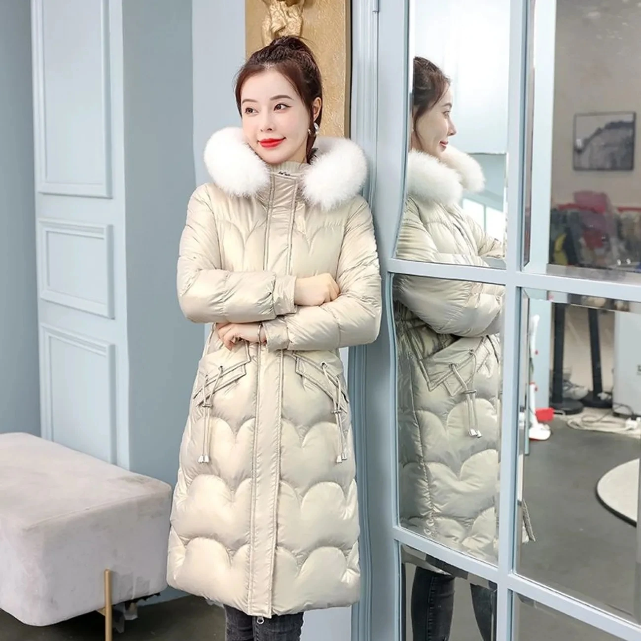 New Winter Parkas Women Jacket Hooded Thicken Warm Long Coat Casual Female Jacket Glossy Cotton Padded Outerwear