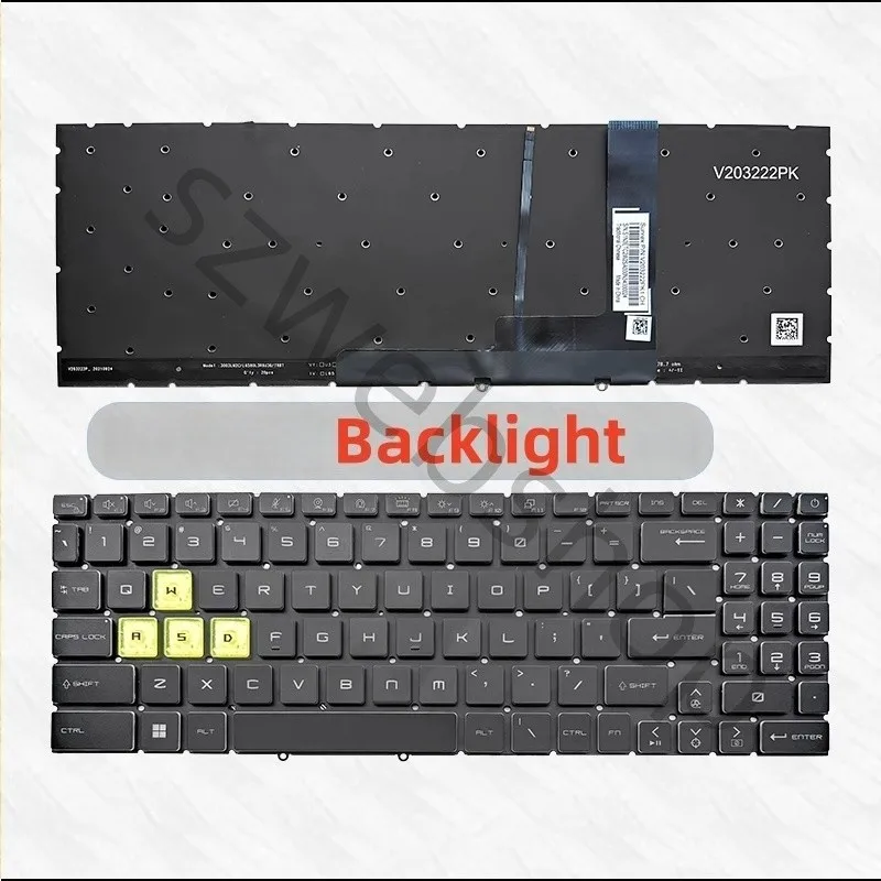 

New US Keyboard for MSI Crosshair 15 B12UEZ B12UEZO B12UGSZ B12UGSZO B12UGZ B12UGZO Spectrum Backlight