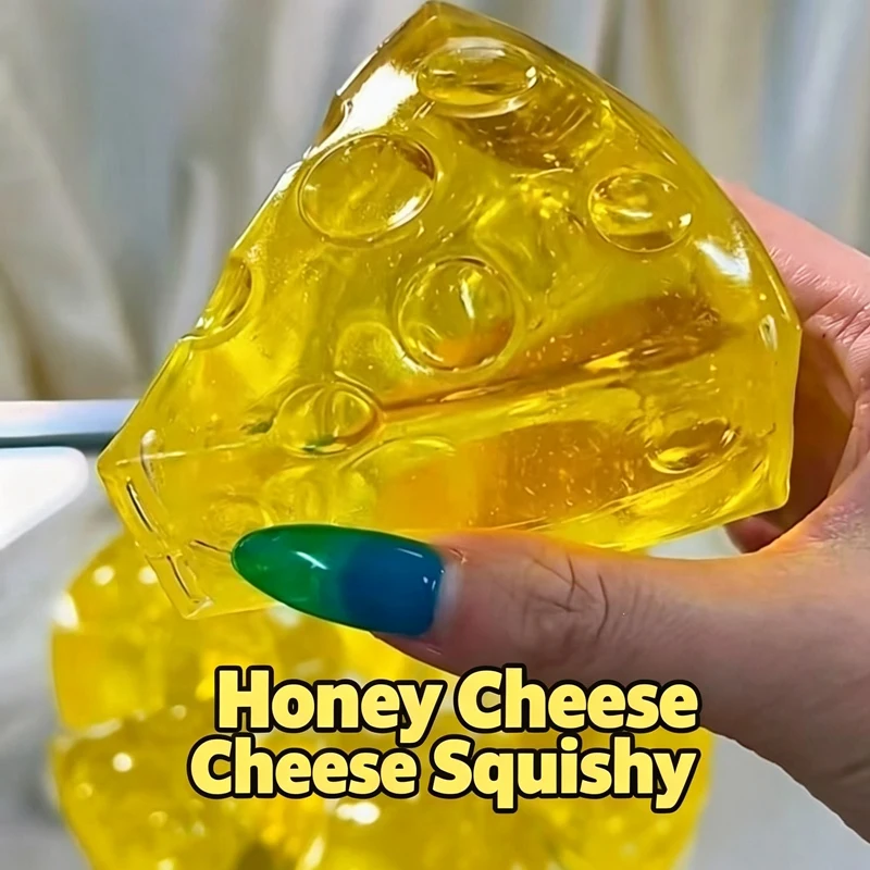Moldable Cheese Shaped Squeeze Toy Mini Transparent Crystal Jelly Squishy Soft Stretch Fidget Stress Relief Toy Home Decoration