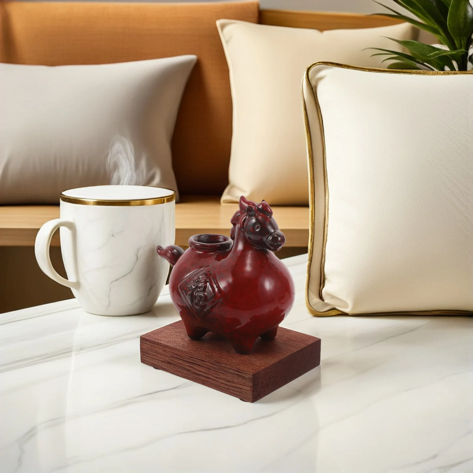 

Small Ceramic Bud Vase Chinese New Year Flower Vase Vintage Pottery Year of Horse Plant Pot Fu Character Table Ornament 2026