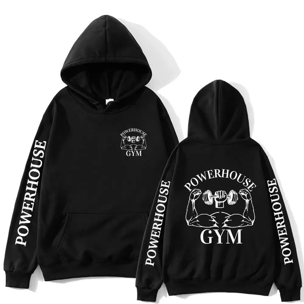 Powerhouse Gym Logo Hoodie Harajuku Men Women Geek Fitness Hoodies Oversized Long Sleeve Aesthetic Sweatshirt Sport Streetwear