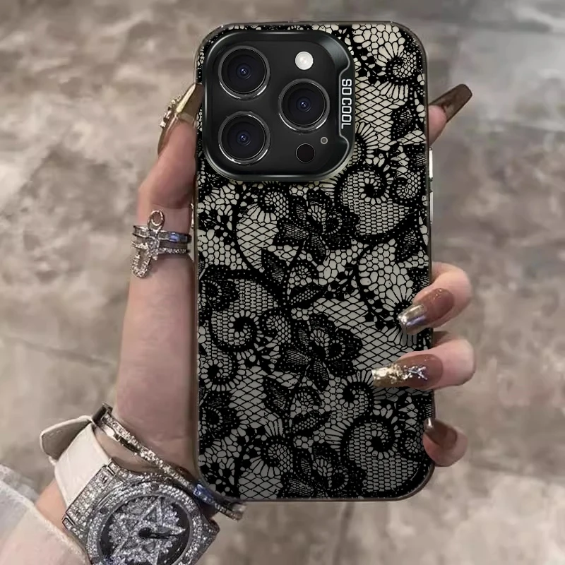 

Изысканный кружевной чехол с модным цветочным узором для iPhone 17 Pro Max, 17E, 16E, 16, 11, 13, 12, 14, 15, 8, 7 Plus, XS Max, XR, X, XS, 17