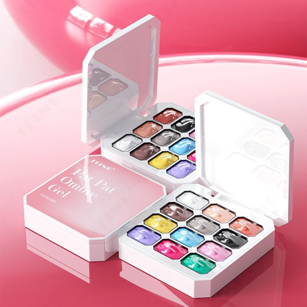 Mini 12 Grid Pat Painting Gel Nail Polish Gradient Effect Nail Art Salon Design Long-Lasting Creamy Texture Smooth Application