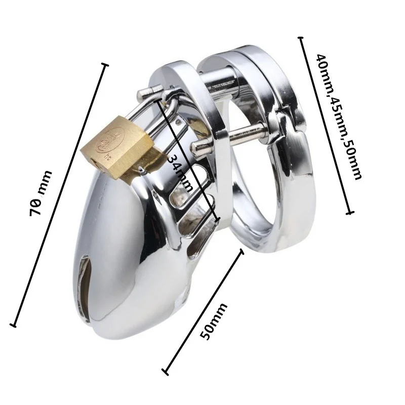 PU Leather Chastity Pant Male Metal Chastity Cage Device Chrome Plated Lock Ring Restraint Steel Cage Adult Sex Toys for Men/Gay