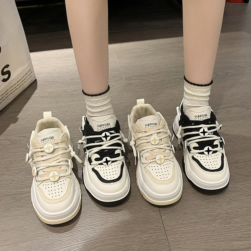 Autumn New Flat Bottom Women's Sports Shoes Women Tennis Casual Vulcanize Black Fashion Harajuku Female Platform Sneakers 2023