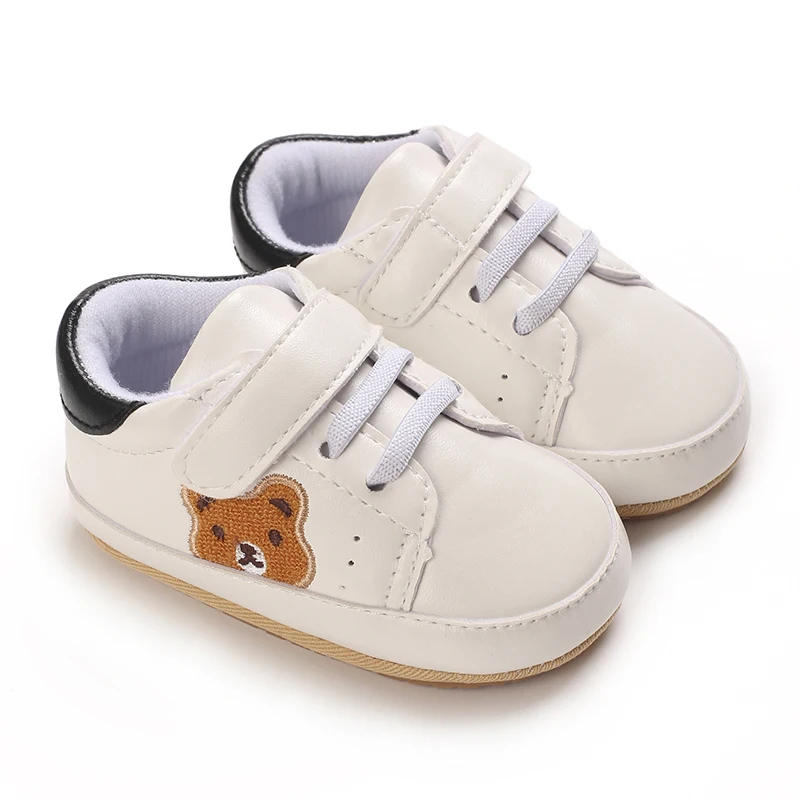 New Cute Bear Newborn Baby Leather Shoes for 1 Year Sneakers Infant Soft Rubber Sole Loafers Toddler Trainers Baby Items Gift