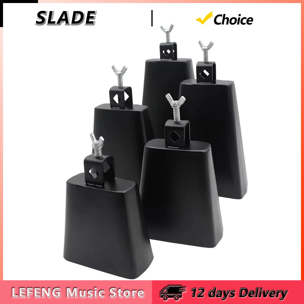 SLADE Jazz Cowbell 4/5/6/7/8 Inch Metal Steel Cowbell Cattle Bell Drum with Drumsticks Percussion Instrument Accessories