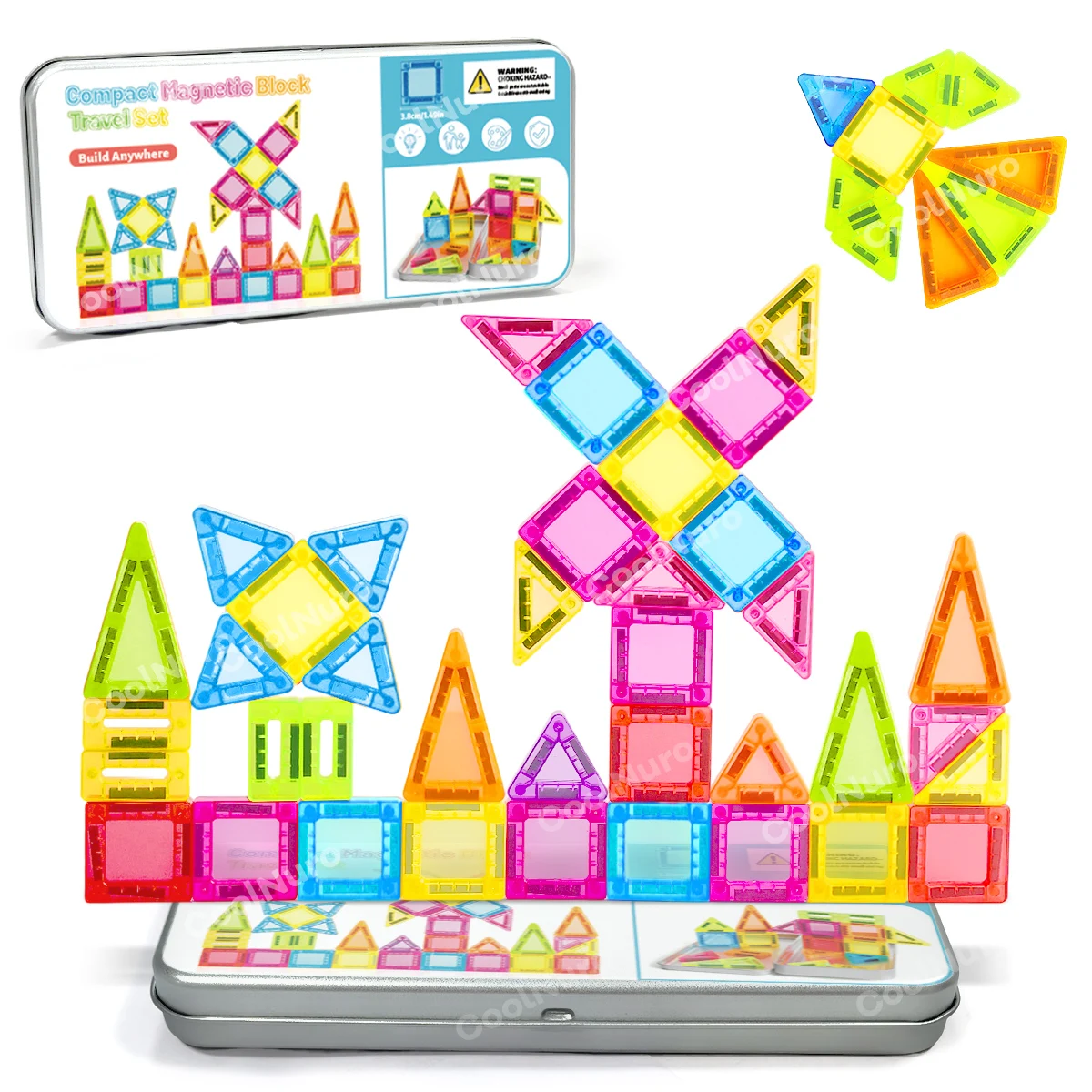 

26/38pcs with iron box - Colorful Magnetic Building Blocks set, suitable for kid's learning and education magnetic toys,gifts