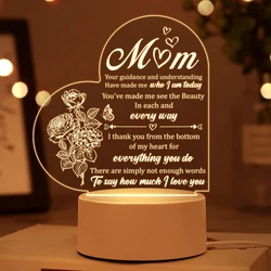 To My Mom NEW Led Night Light For Home Room Decoration Nightlight Birthday Party Decor Gift Kids