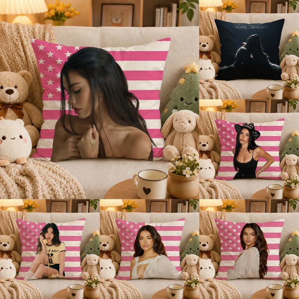 M-Madison Beer SingerPillow Case Plush Pillow Cases Home Decoration Pillow Cover for Sofa Bed Chair Living Room