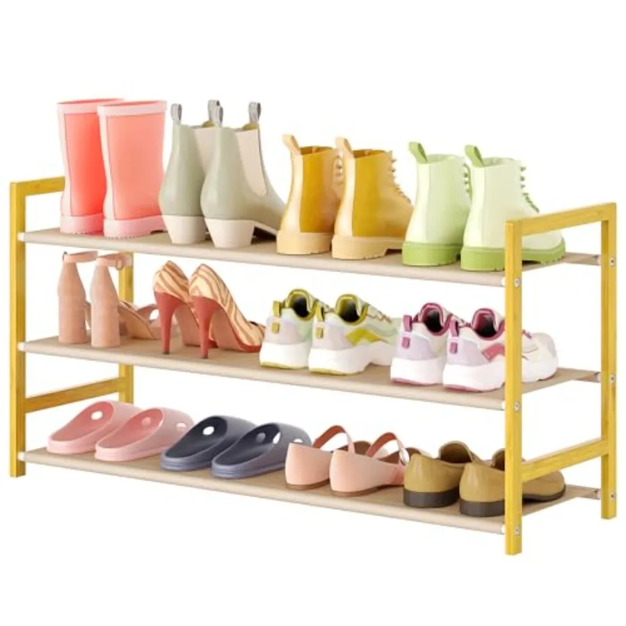 

3 Tier Closet Shoe Rack12 Pairs Shoes Shelf Organizer for Dorm Small Bamboo Shoe Stand for Entrance Modern Floor Storage Rack f