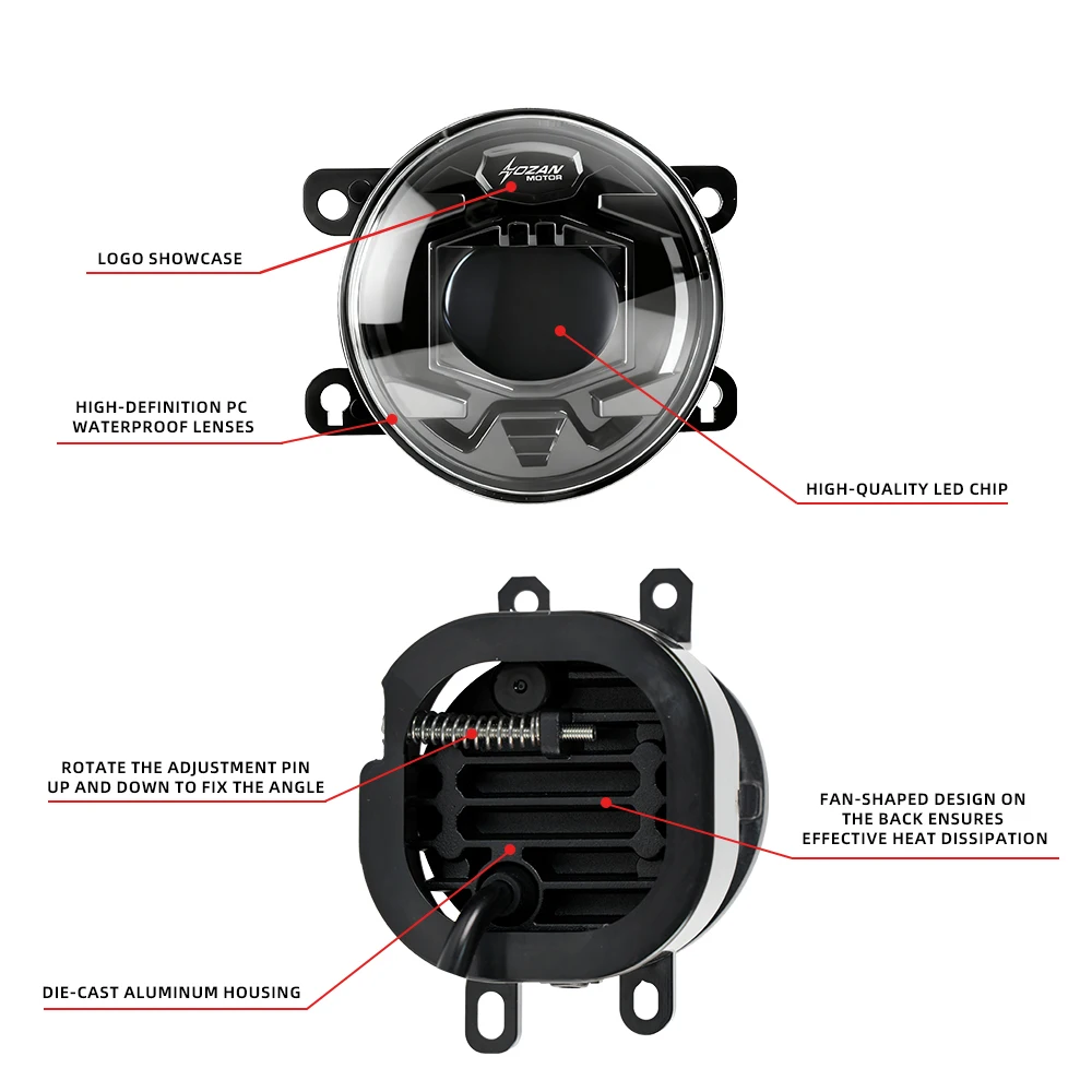 Off-road Mod Gadgets 30W Round White LED Fog Lights, Shockproof Driving Lights for Multiple Car Brands