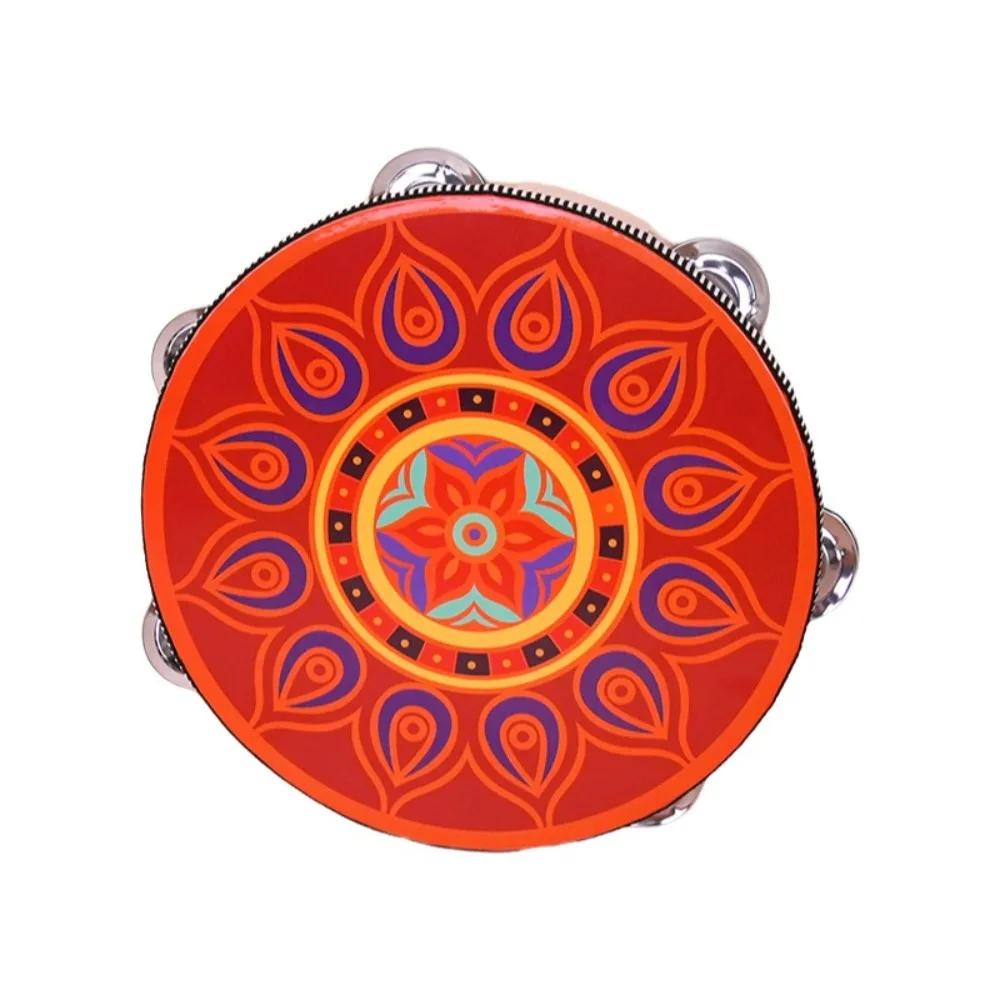 Professional Wooden Tambourine for Adults 8 Inch Metal Jingles Handheld Drum Clear Pleasant Wooden Tambourine for Dance Party