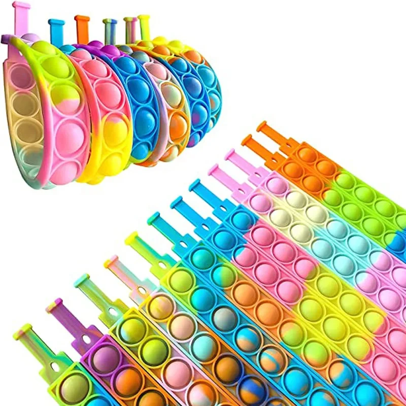 12Pcs FunnyRat Control Pioneer Bubble Pressure Relief Trumpet Toy Kids Silicone Bracelet Birthday Party Festival Surprised Gifts