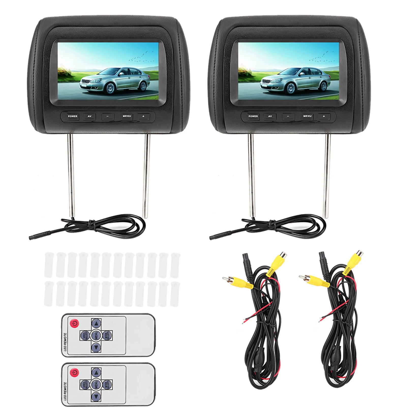 

2PCS 7 in Wireless Control Adjustable Headrest LCD Video Display MP5 Display Black 7in Headrest Display