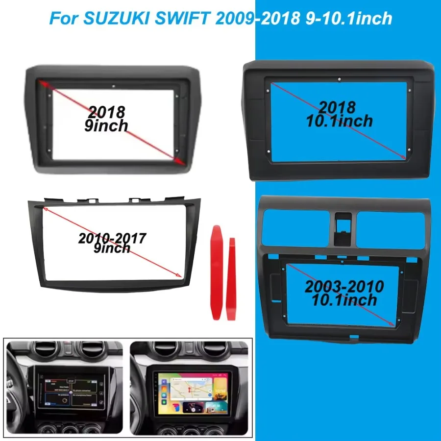 For Suzuki Swift 2009-2018 9-10.1 Inch Radio Fascia Frame Dash Panel Wiring Harness Power Cable CANBUS Decoder Kit