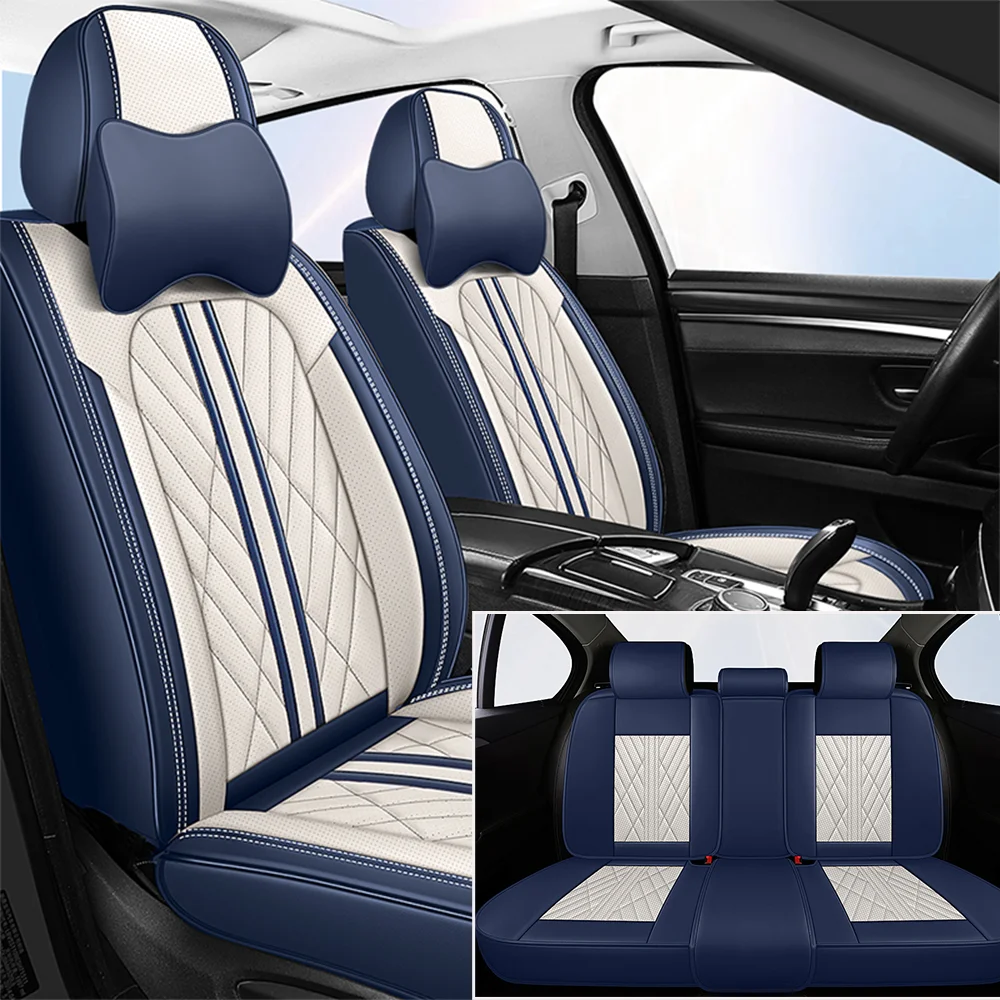 Universal fitting waterproof breathable soft Napa leather car seat cover set for cushion protection. Suitable for sedan and SUV