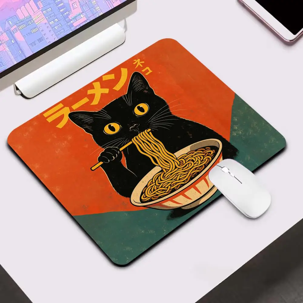 Cat Reading Newspaper Mouse Pad Small Laptop Computer Office Table Mats Square Gaming Esports Mouse Pad Non Slip Rubber Desk Mat