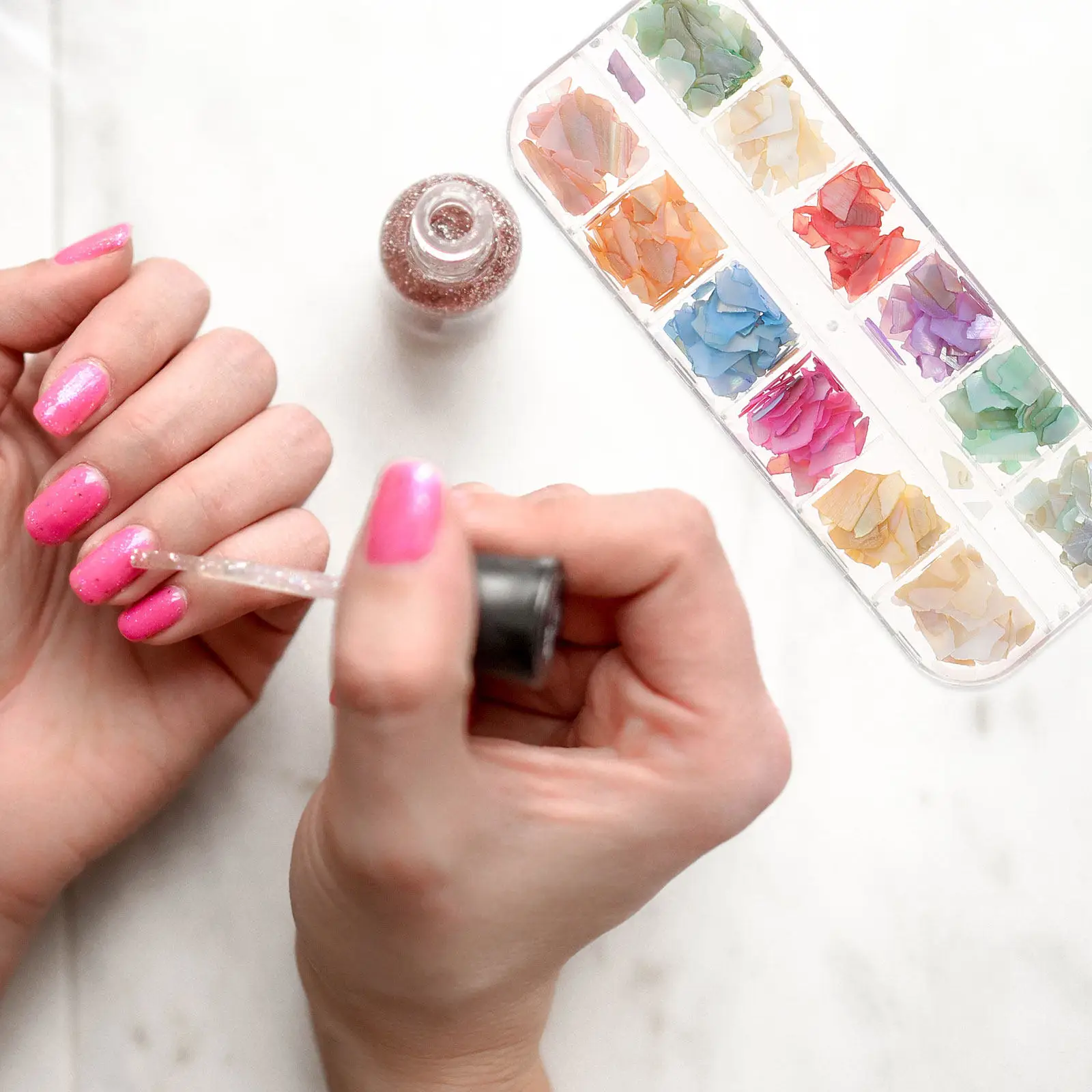 3 Boxes 12 Grid Nail Art Decoration Set Manicure Charm Irregular Glitter Patch Shell Flakes Manicure Accessories for Salon Home