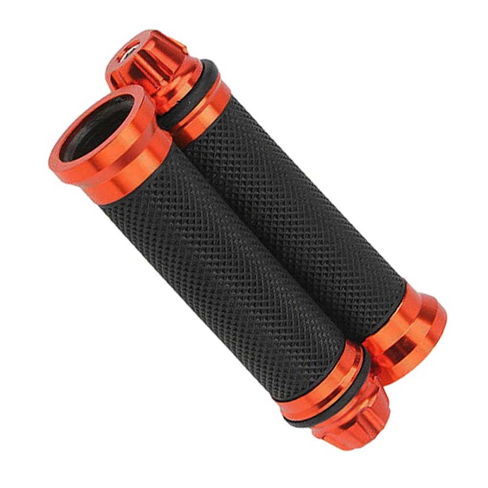 2pcs Motorcycle Handlebar Grips 22mm Handle Grip Universal Aluminium Rubber Handlebar Cap Silver/Gold/Titanium/Orange