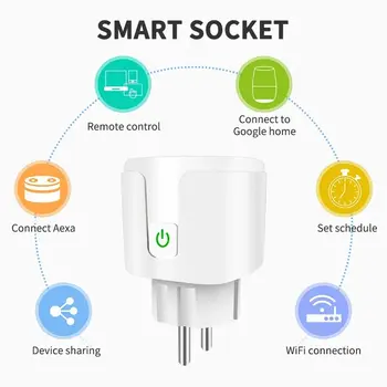 Chytrá zásuvka Tuya EU 16A/20A Wifi/Zigbee s monitorem napájení, časováním a dálkovým ovládáním s hlasovým ovládáním kompatibilní s Alexou Google Home 10 nejlepší prodej Chytrý stmívač zásuvek Zigbee - №8