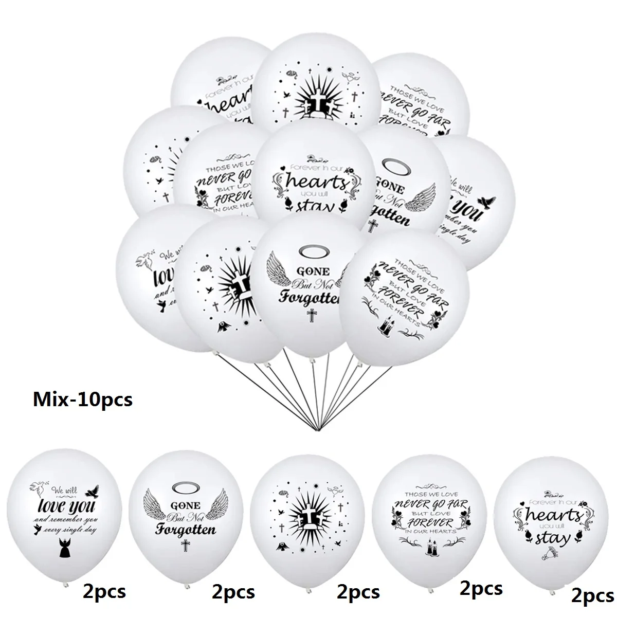 

Белый Мемориальный набор похоронных воздушных шаров, Юбилейный воздушный шар, навсегда в наших сердцах, мы любим тебя, 12 дюймов, 10 шт.