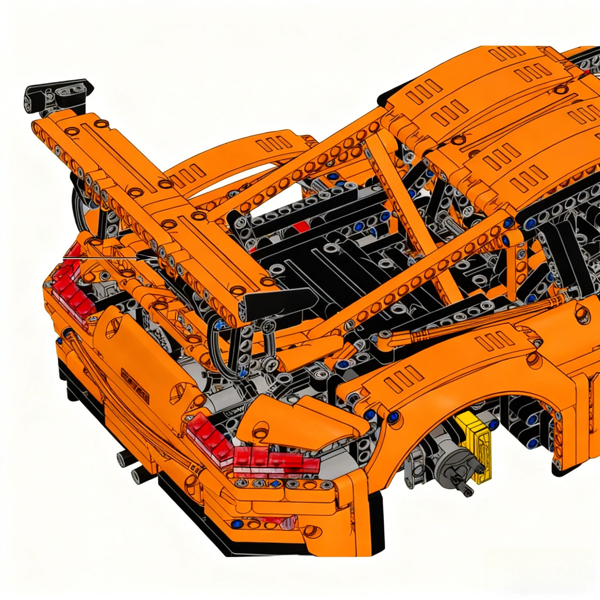 أطقم مكعبات بناء Orange Supercar 1:8 42056 متوافقة مع جزيئات Lego مناسبة لهدايا عيد الميلاد 2704 قطعة #4