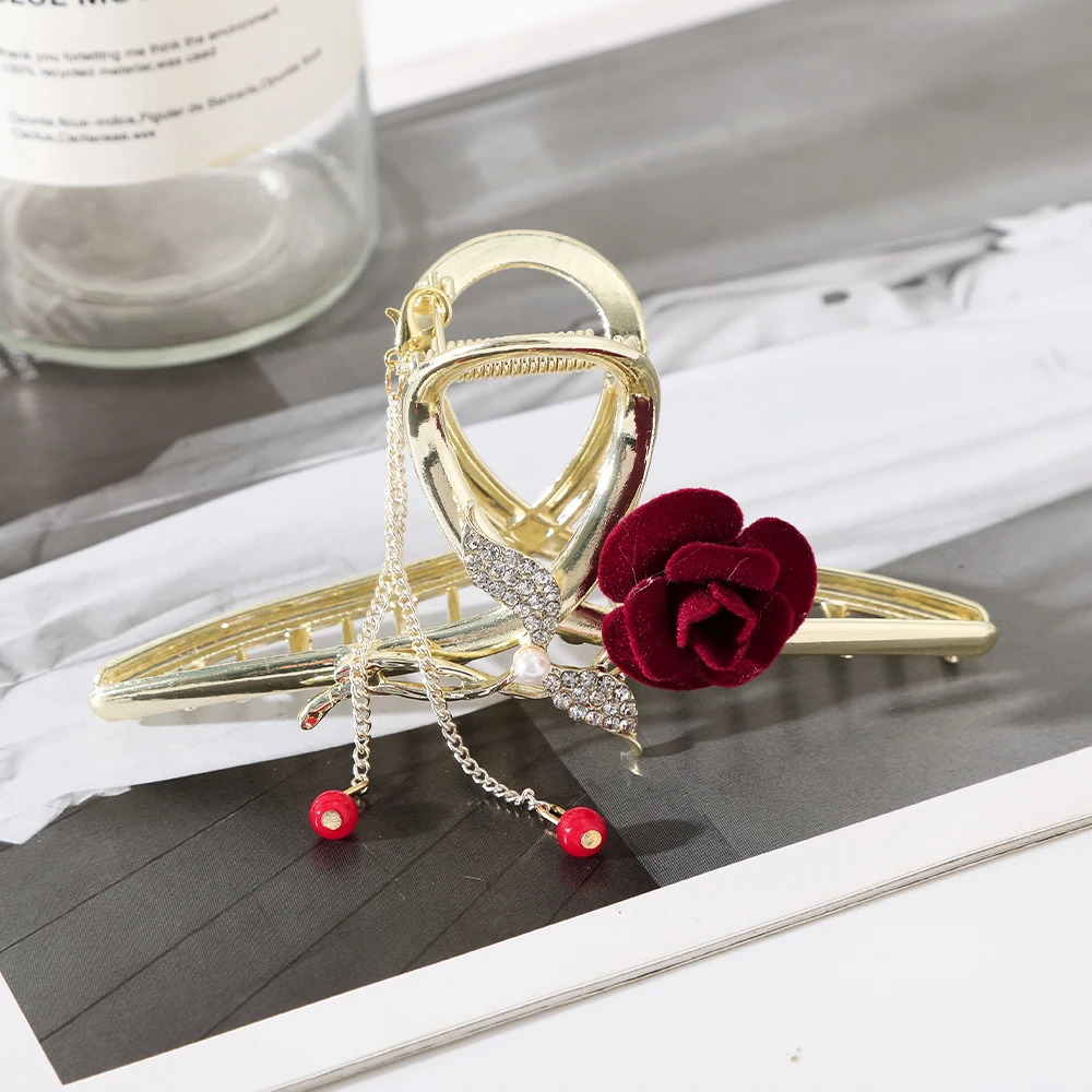 Rose Hair Claw For Women Festival Wedding Fashion Hair Crabs Clip Hairpins Hair Stick Girls Pontail Fashion Hair Accessories