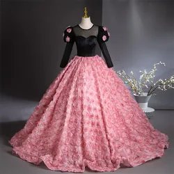 Ashley Gloria Sweet Flower Party Dress Classic Quinceanera Dresses Full Sleeve Ball Gown Real Photo Prom Dress 2024 New