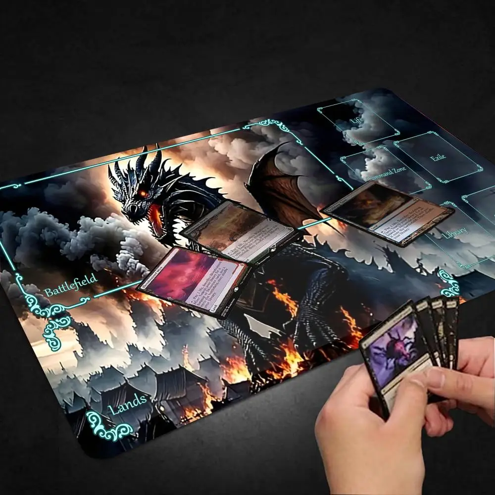 Dragon pattern mouse pad Card Playmat with Magic Zones Game Mats Tabletop rug TCG Card Battles Commander Duel deskmat Beginner