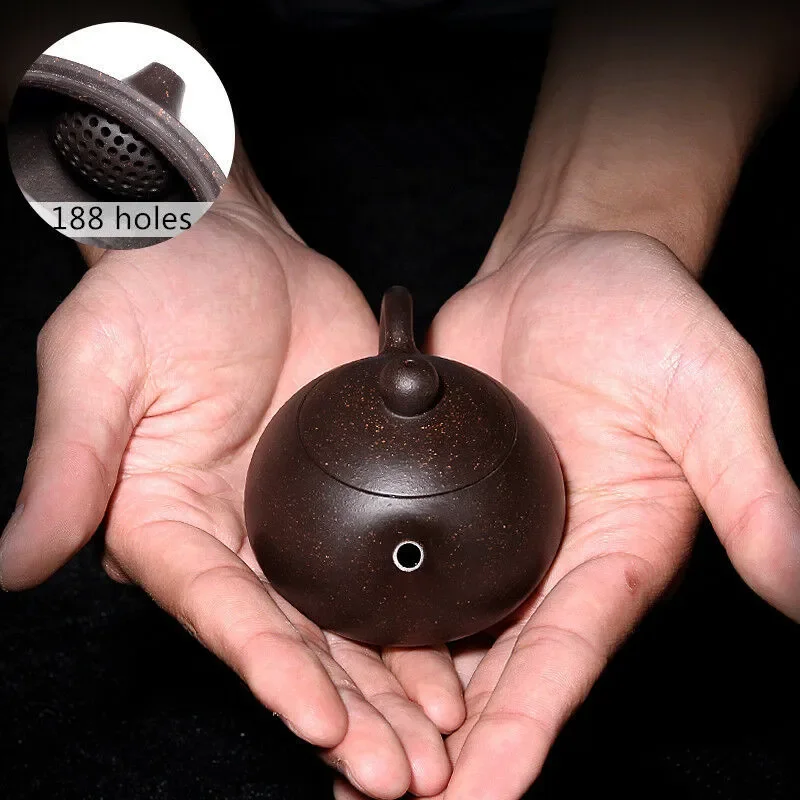 90ml Tea Set 3oz Marked Pot Ball Shaped Infuser Holes Real Yixing Zisha Kungfu Pots Clay Teapot Gift Send Cup