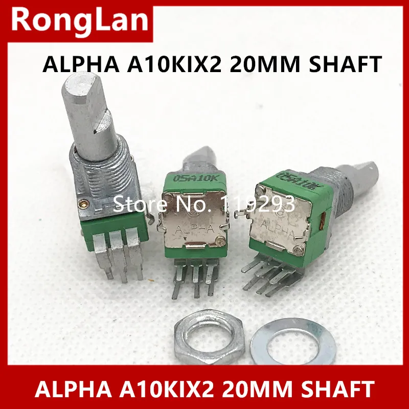 A10k 097 A10KX2  Imported Taiwan Alpha Dual 6-Foot Mixer Audio Vertical Potentiometer Handle Length 20mm -10PCS