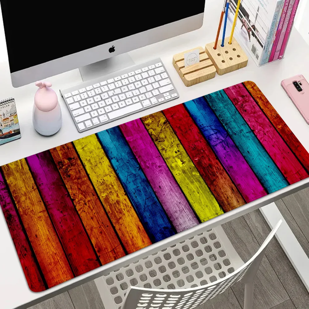 Coloured Wood Stripes Mousepad Gamer Mouse Pad Gaming Accessories Office Accessories for Desk Mat Mats Keyboard Xxl Large Mause