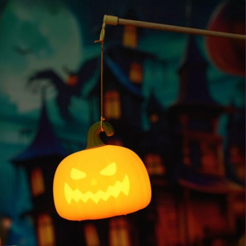 Lampu Meja Kartun Labu Halloween Lemari Tempat Tidur Kamar Tidur Lampu Malam Anak-anak Mainan Ornamen Pengisi Daya USB Hadiah Lampu Sensor