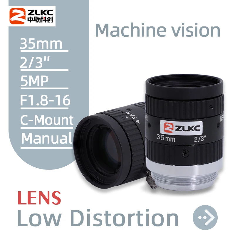 

ZLKC 5.0Megapixel C Mount 35mm 2/3" FA / Machine Vision Fixed Focal Length Industrial Camera Lens manual Iris Low Distortion 5MP