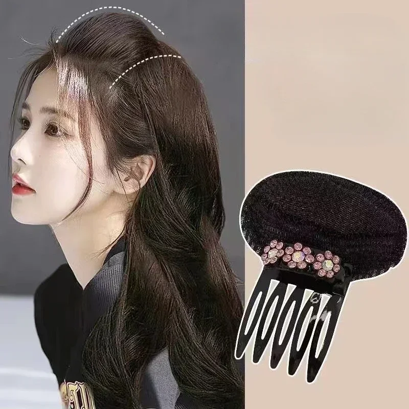 Invisible Fluffy Hair Pad Rhinestone Sponge Head Cushion Front Hair Line Volume Base Puff Cushion Hair Bun Pro Styling Hairpins