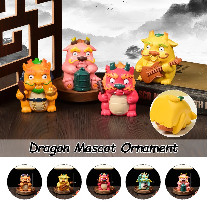 

2024 Chinese Zodiac Dragon Resin Statue Year Gift Car Home Mascot Decor Ornament Home Zodiac Dragon Mascot Decoration Pieces