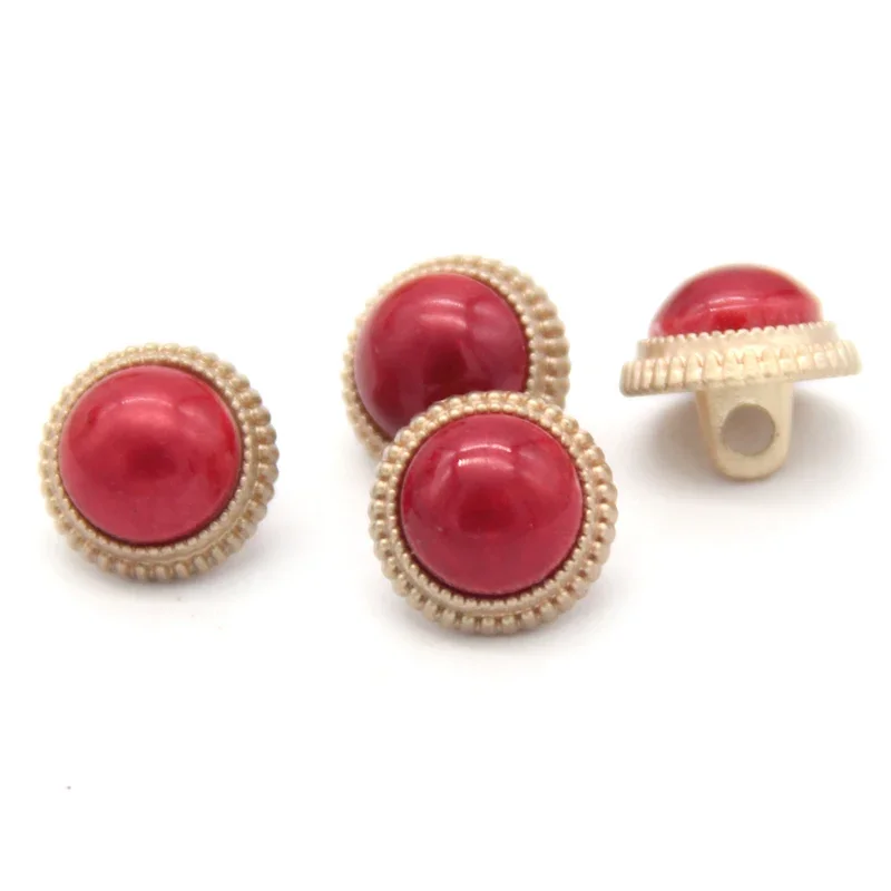 10pcs Round Red Green Gold Metal Shank Shirt Buttons For Clothes Women Decorative Mini DIY Crafts Sewing Accessories Wholesale