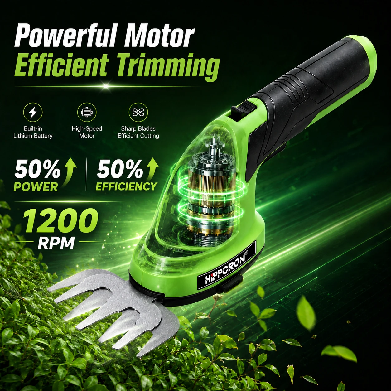 HIPPCRON 2 in 1 Portable Hedge Trimmer Cordless Handheld Mower 2000mAh Home Garden Rechargeable Mower Gift for Husband & Father