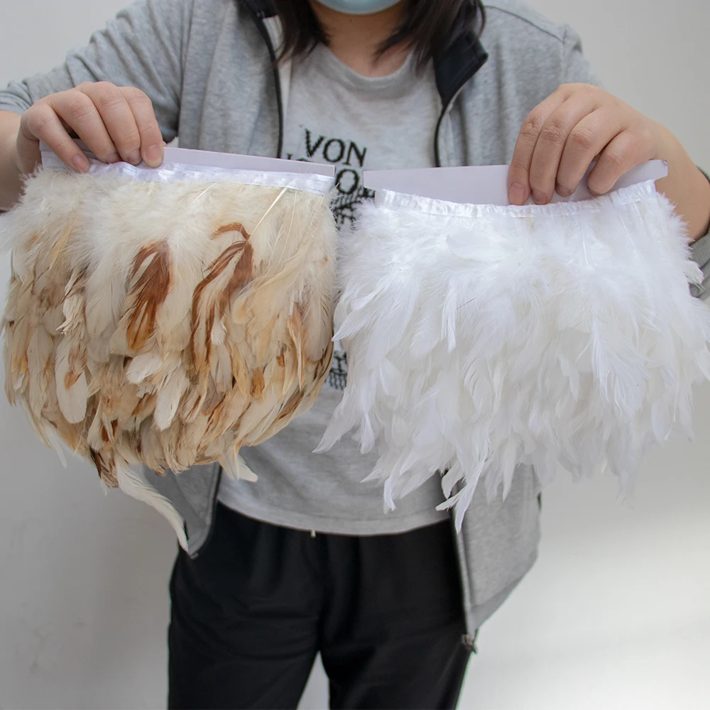 1/2 Meter Rooster Feather Trimming 15-20cm Ribbon Chicken Feathers Trims Dress Skirt Costume Carnival Decoration