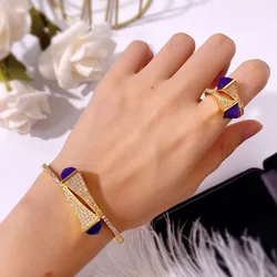 zlxgirl Luxury African Dubai bangle with ring Jewelry Sets For Women Wedding Party Zircon Wedding Bridal Jewellery Set free ship