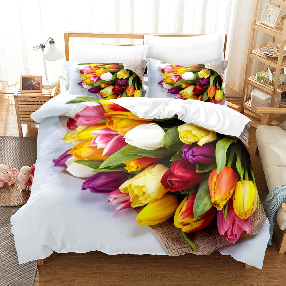 Set copripiumino con fiori viola copripiumino in poliestere copripiumino King Queen Size con federa per Set biancheria da letto donna per ragazze