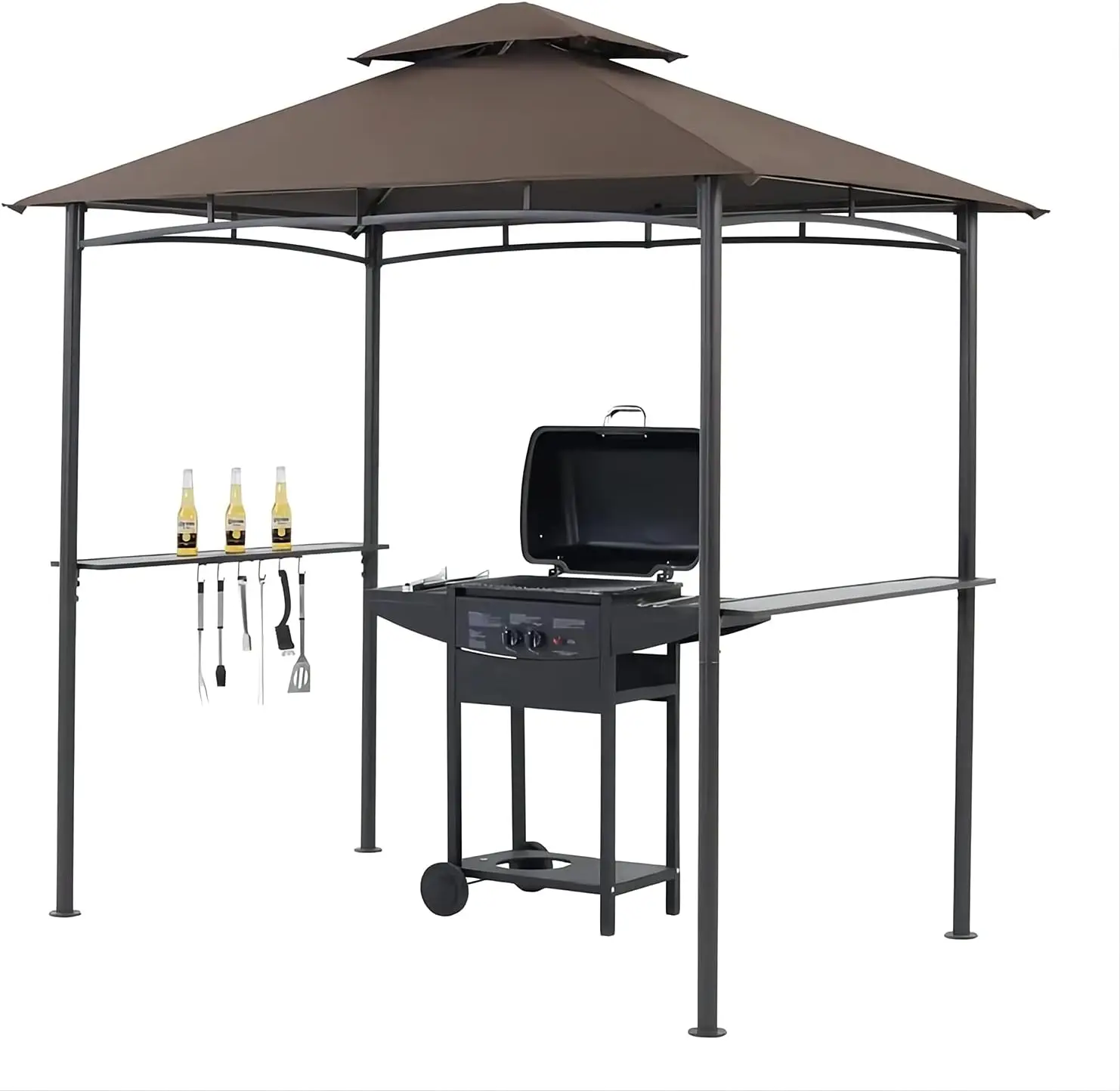 Outdoor Grill Gazebo Tent BBQ Canopy for Outdoor Barbeque Shelter Girll Canopy Grill Gazebo Hardtop with Stable Steel Frame
