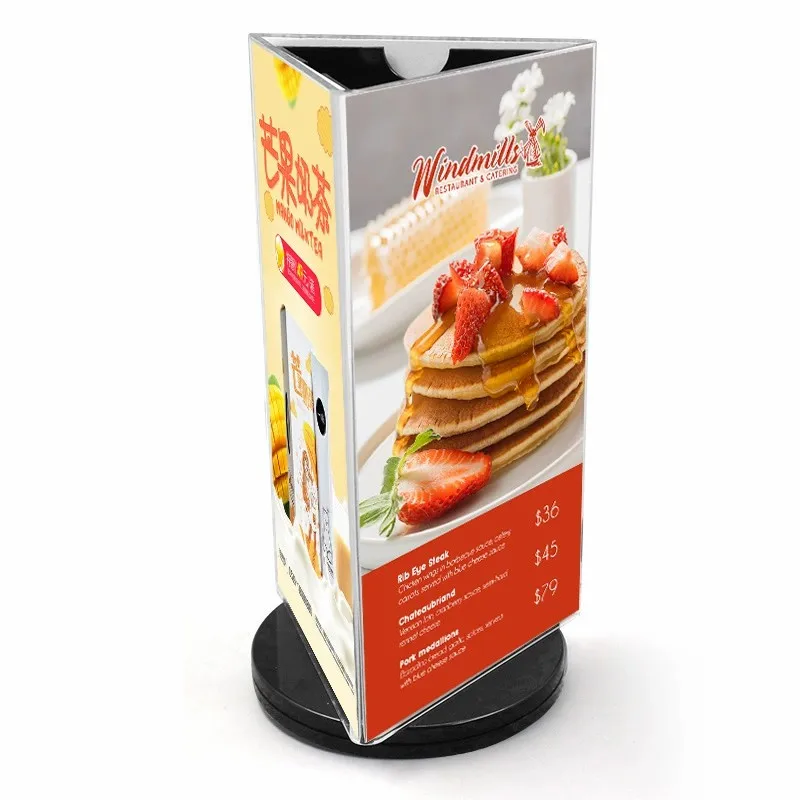 Acrylic Sign Holder Tabletop Restaurant Menu Holder Price Tag Display Stand Desktop Display Board Rotatable Sign Holder